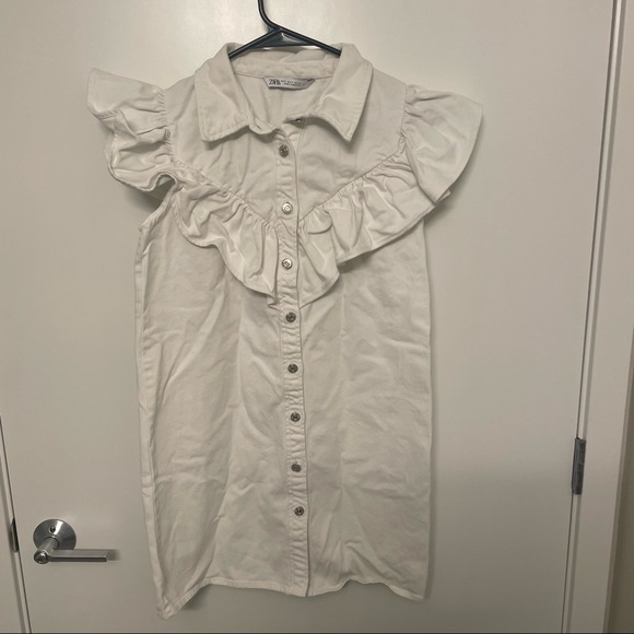 Zara White Ruffled Mini Dress - Picture 7 of 9